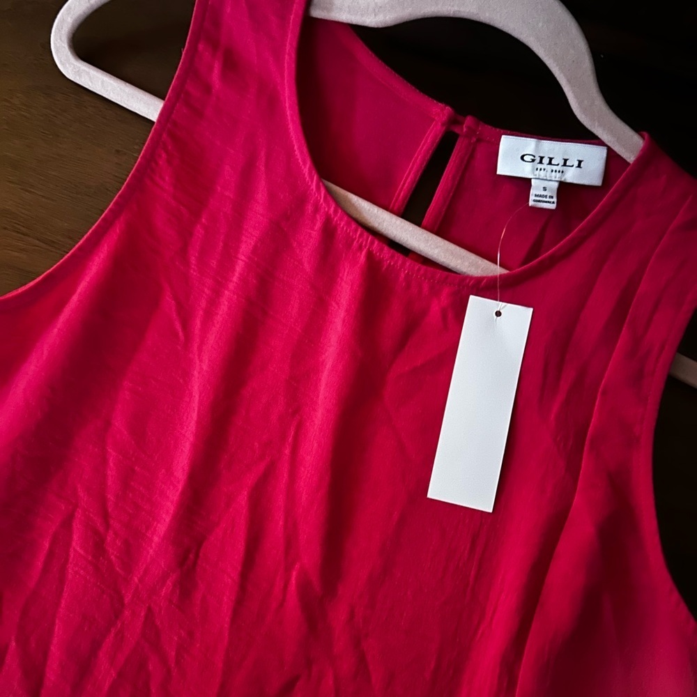 NWT Gilli Hot Pink Sleeveless Peplum Blouse, Size S - Picture 8 of 10